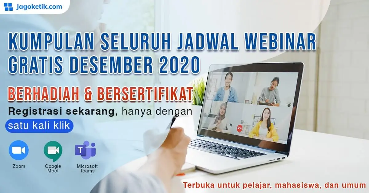 Jadwal Webinar Gratis Desember Berhadiah Bersertifikat