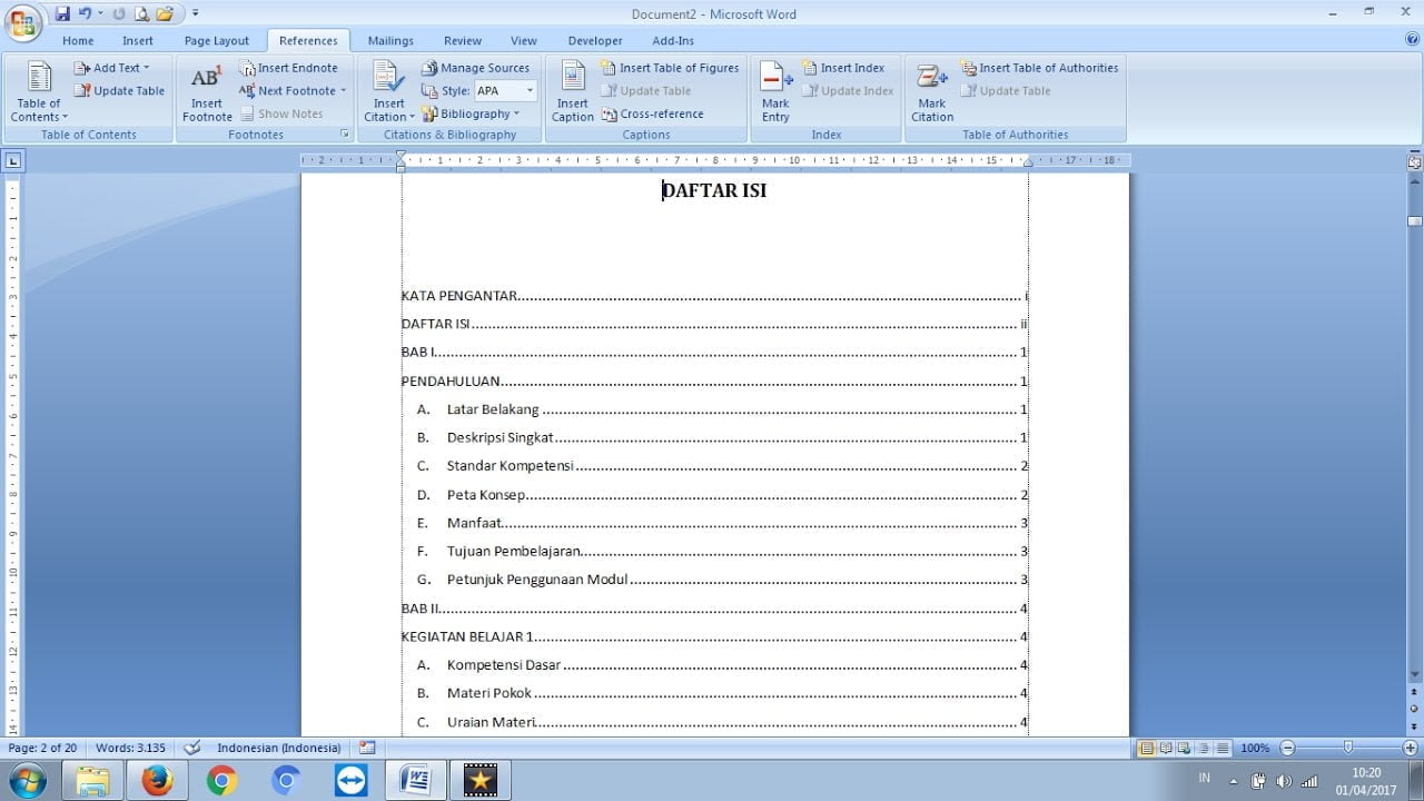 Cara Membuat Daftar Isi Otomatis di MS Word - Jagoketik.com