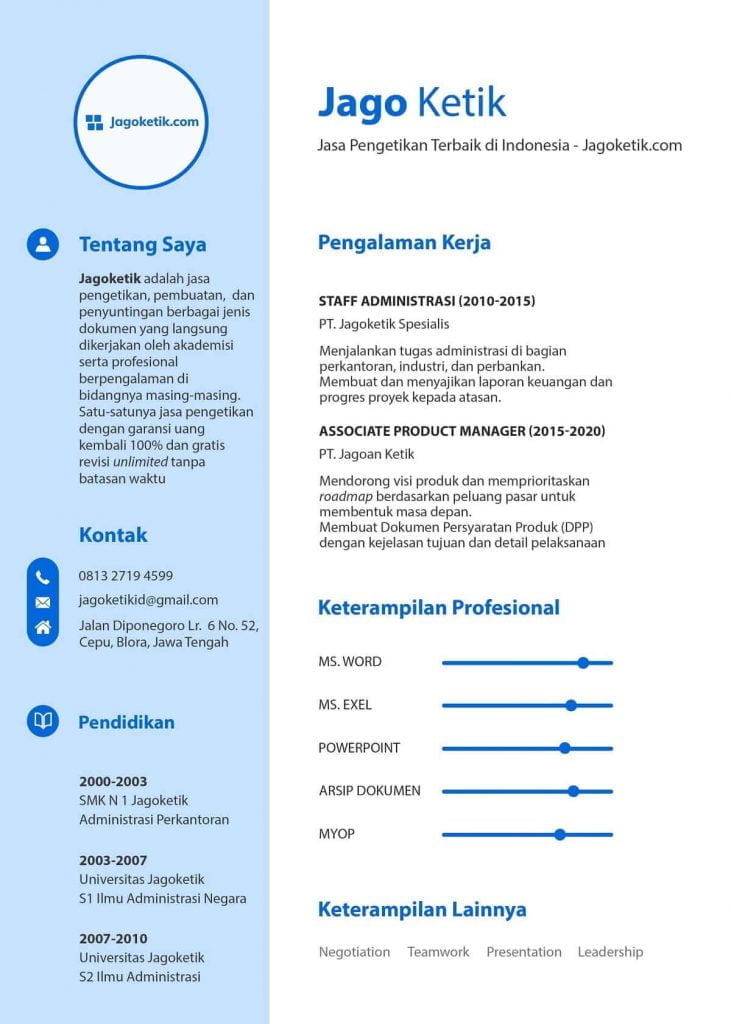 Template CV Gratis Bahasa Indonesia