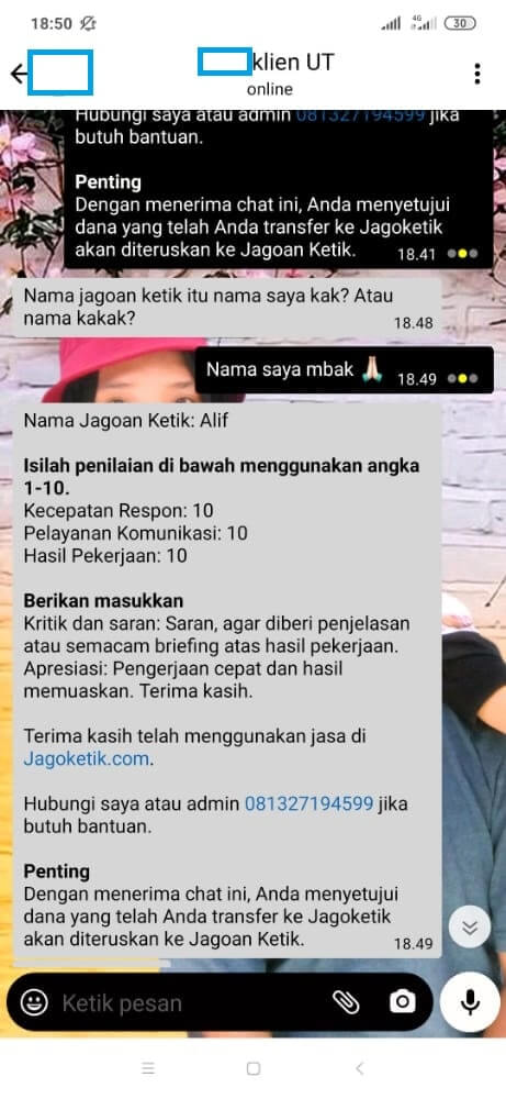 Testimonial Jagoan Ketik Alif di Jagoketik.com