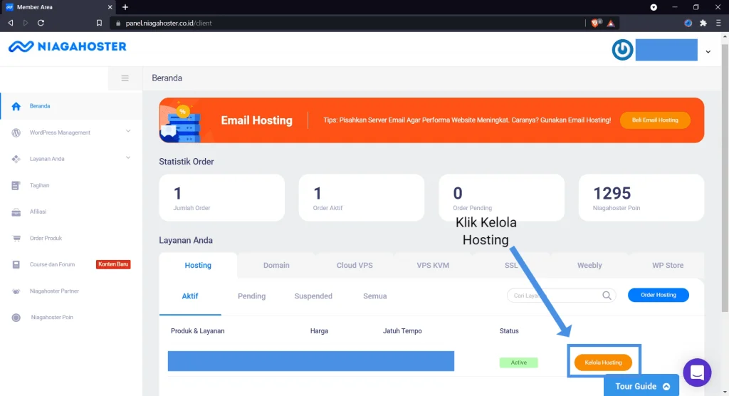 Login ke Hosting