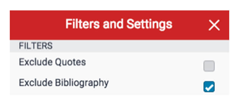 Filter exclude bibliography Turnitin