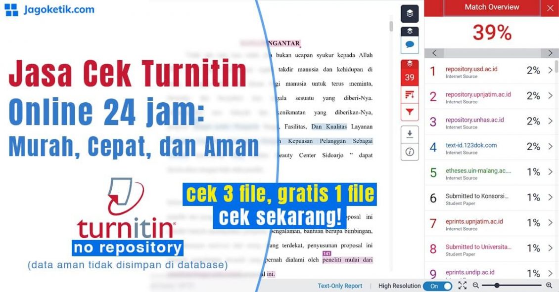Jasa cek Turnitin online murah 24 jam