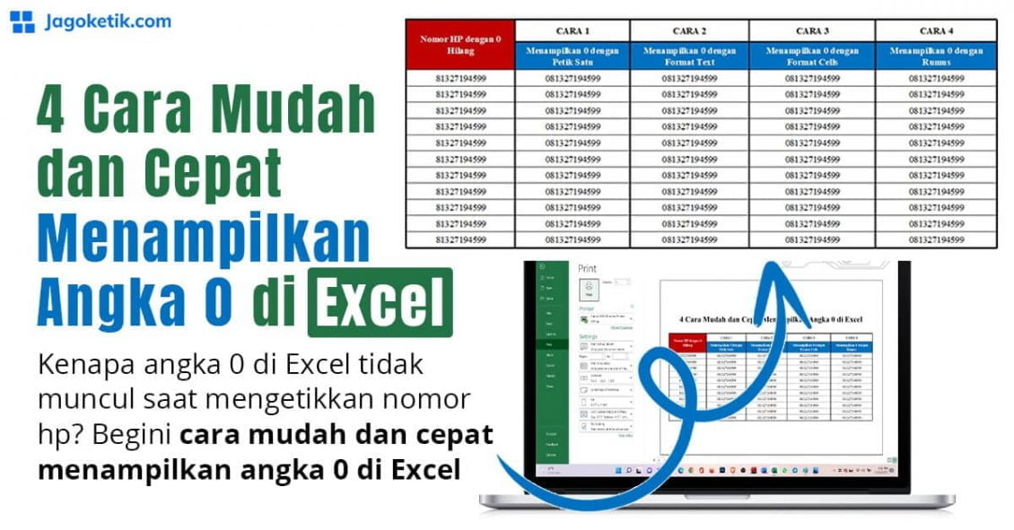 4 Cara mudah dan cepat menampilkan angka 0 di Excel