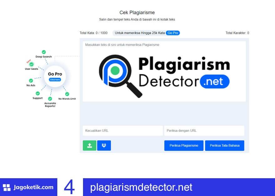 Situs cek plagiarisme Gratis- Plagiarism Detector