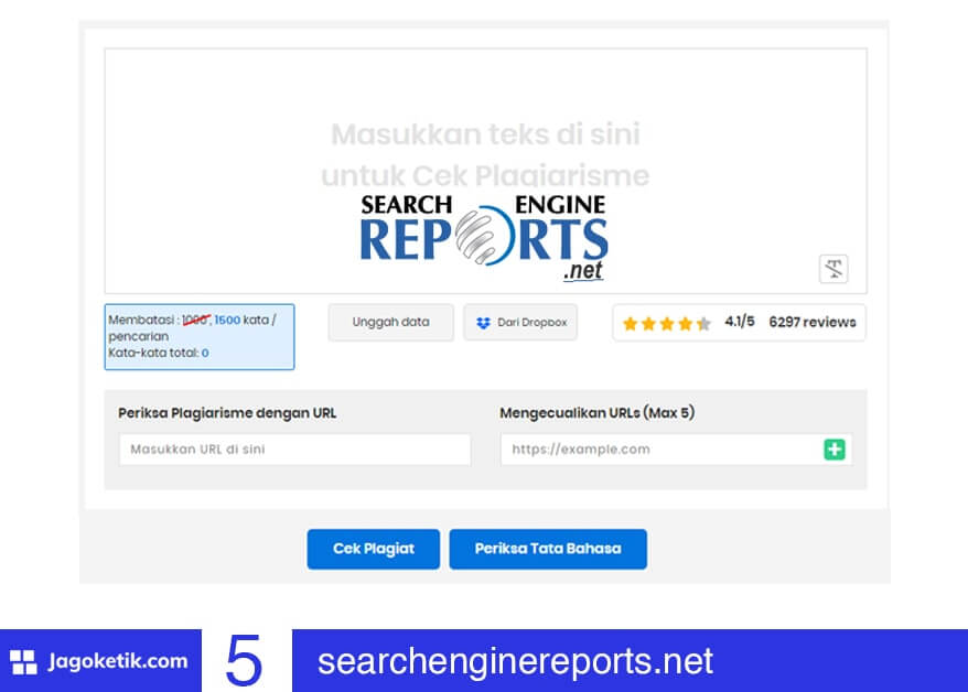 Situs cek plagiarisme Gratis - Search Engine Reports