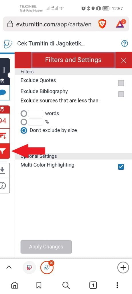 Filter exclude Turnitin (Filters and Settings)
