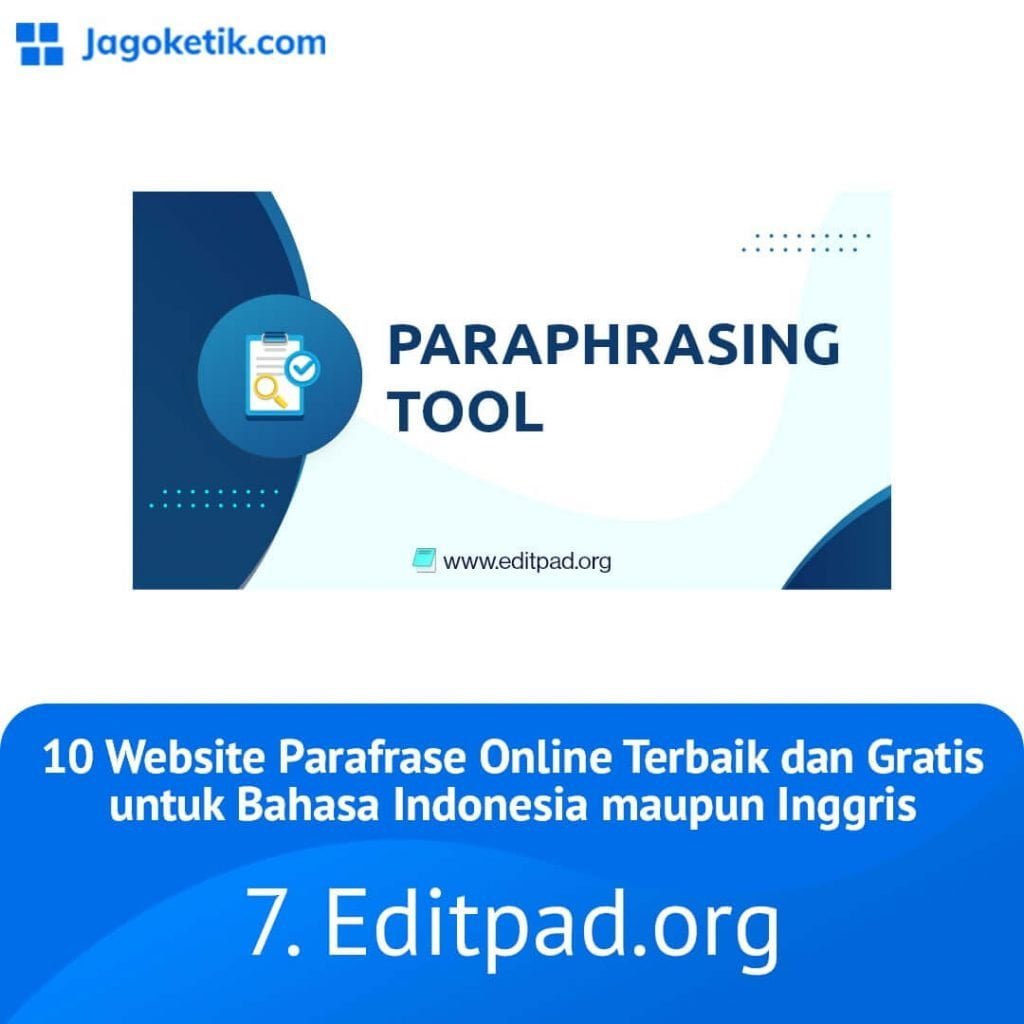 Situs web parafrase online terbaik dan gratis - Editpad.org