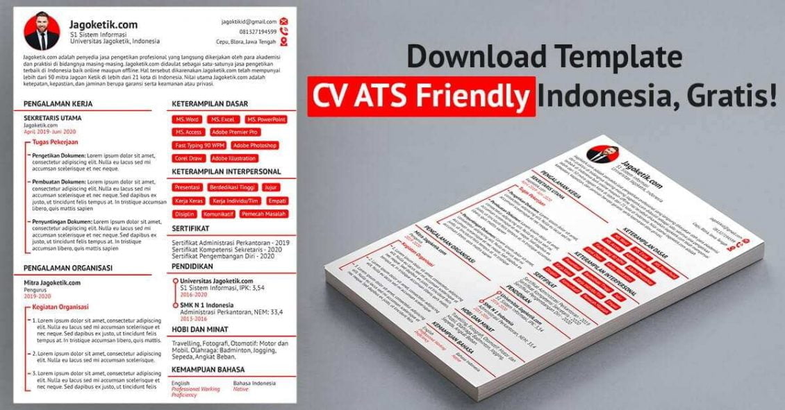 Download Template CV ATS Friendly Bahasa Indonesia