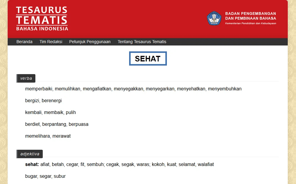 Situs Produktif Buatan Lokal: Tesaurus Tematis Bahasa Indonesia