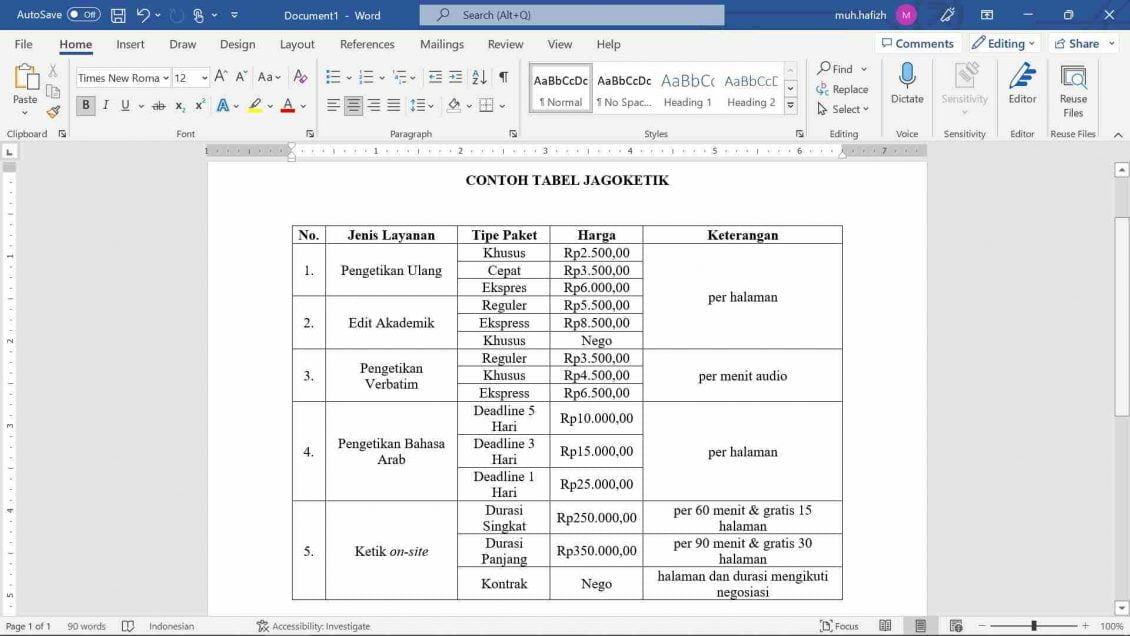 Tabel Word Rapi tanpa Ribet dengan AutoFit! (Office 365)
