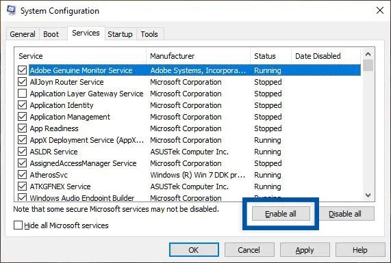 Enable All Service System Configuration Windows (img: dianisa.com)