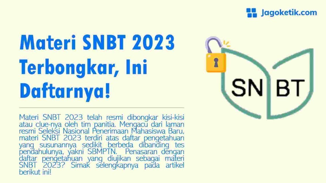 Materi SNBT 2023 Terbongkar, Ini Daftarnya! - Jagoketik.com