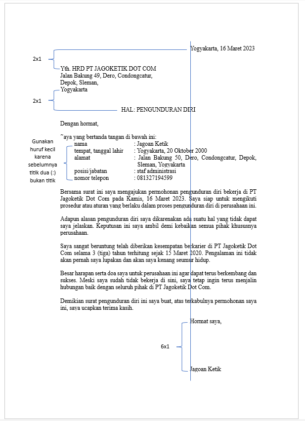 Contoh surat resign pengunduran diri