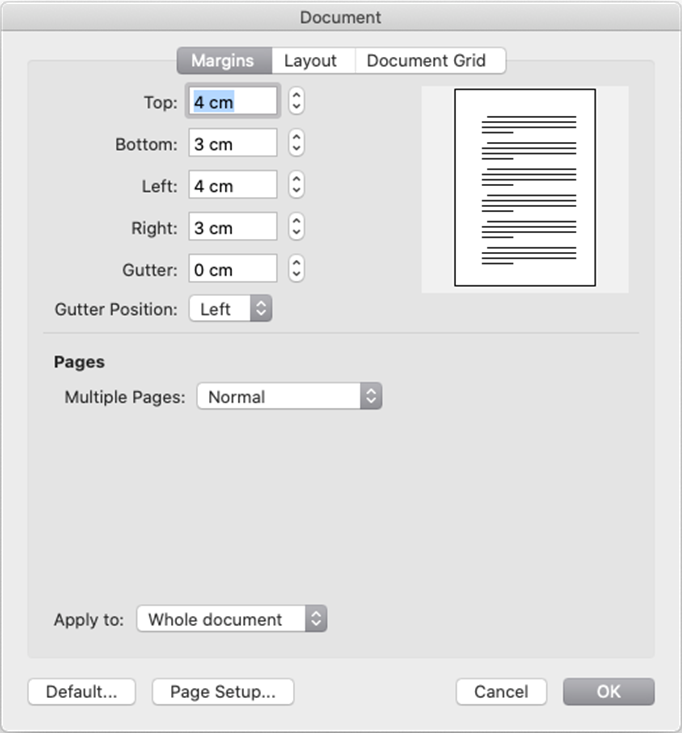 mengatur margin Microsoft Office Word dalam template laporan akhir skripsi