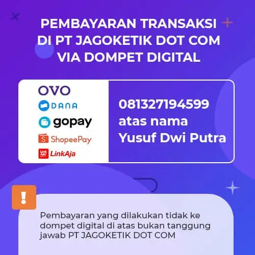 Cara pembayaran di Jagoketik via Dompet Digital