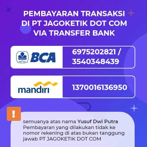 Cara pembayaran di Jagoketik via transfer bank