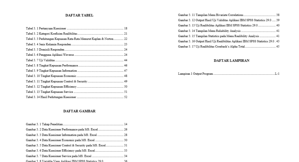Cara Atur Daftar Tabel, Daftar Gambar, dan Daftar Lampiran Secara