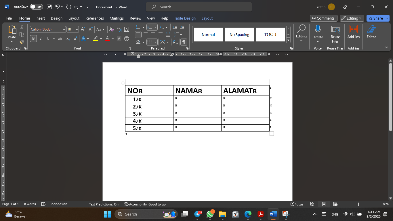 Cara Membuat Penomoran Otomatis Pada Tabel Di Microsoft Word 9125