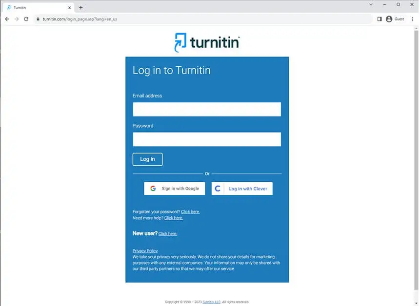 1. Login di Turnitin.com menggunakan email dan password