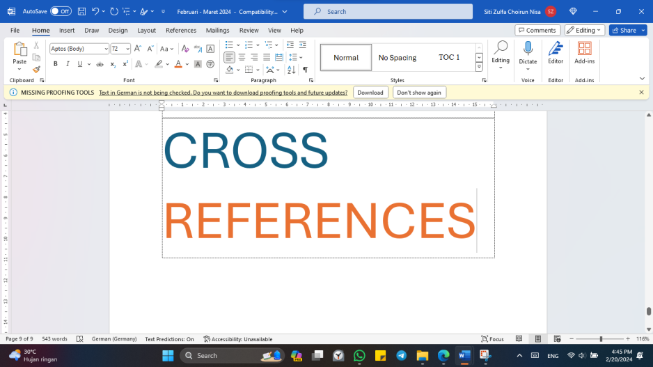 Panduan Singkat Menggunakan Cross References di Microsoft Word