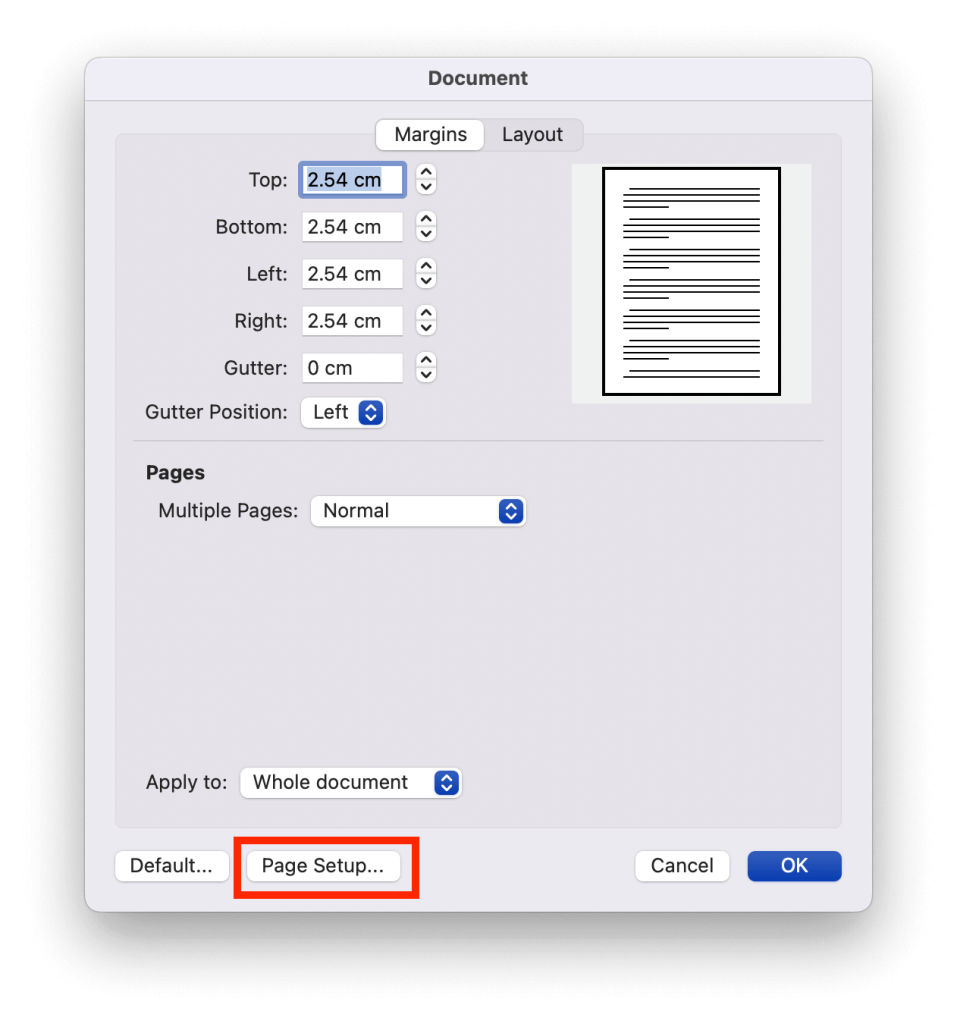 2. Cara mengubah ukuran kertas F4 di Word MacOS