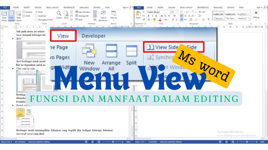 Menu View pada Microsoft Word