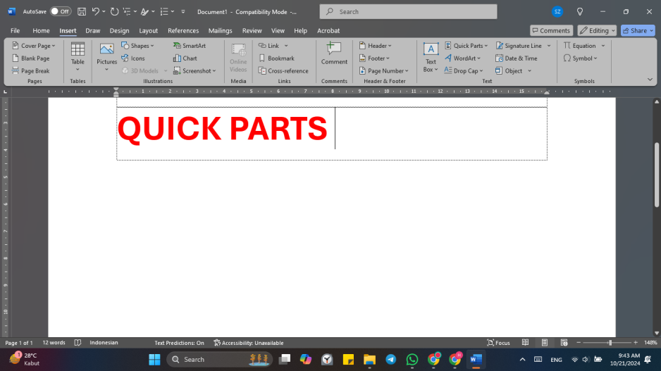 Quick Parts untuk Teks Berulang di Microsoft Word