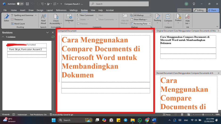 Cara Menggunakan Compare Documents di Microsoft Word untuk Membandingkan Dokumen