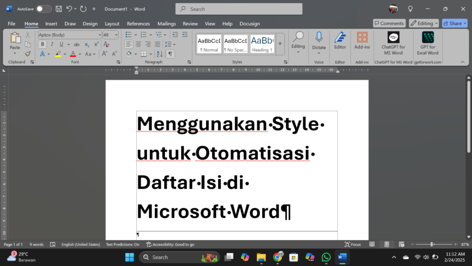 Menggunakan Style untuk Otomatisasi Daftar Isi di Microsoft Word