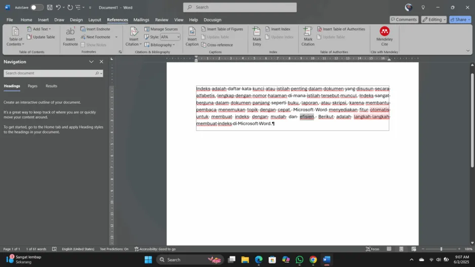 Cara Membuat Indeks di Microsoft Word