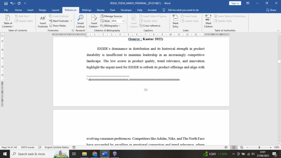 Mengulang Penomoran Footnote Tiap BAB