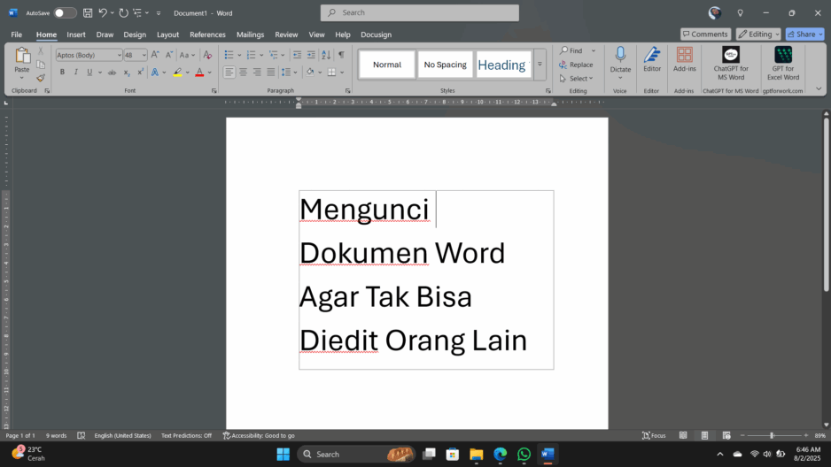 Mengunci Dokumen Word Agar Tak Bisa Diedit Orang Lain