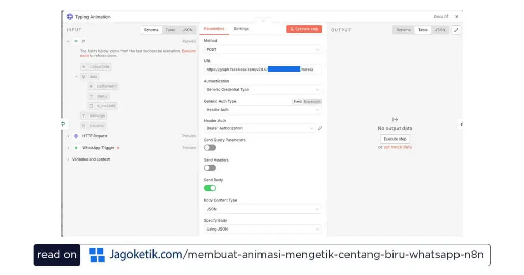Pengaturan parameter di node HTTP Request n8n
