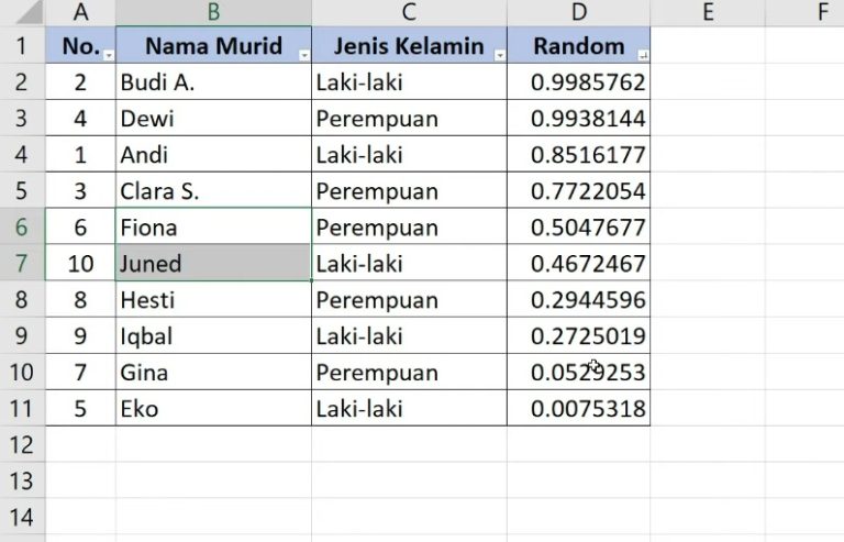 Cara Mengacak Data di Microsoft Excel Jadi Random dengan Rumus RAND